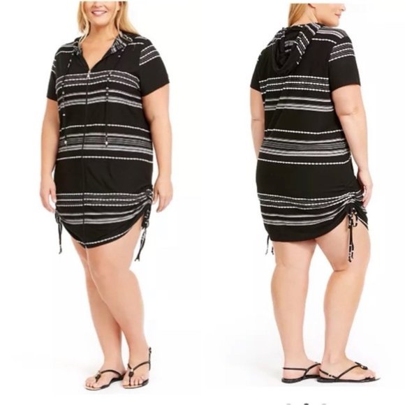 Dotti Dahlia Stripe Zip Hoodie Cover-Up Swimsuit - Picture 1 of 8
